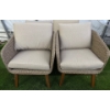 Image 2 : Mid Century Modern Style Outdoor Living Wicker Furniture w/Cushions  Two Seater Sofa & Two Arm Chair