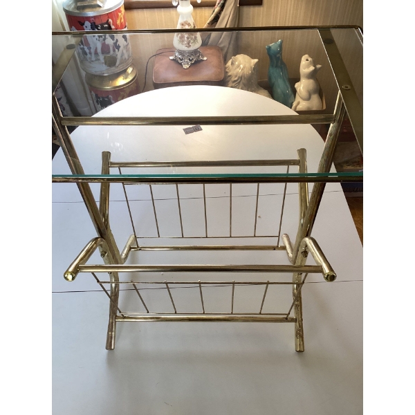 , brass and glass magazine tray