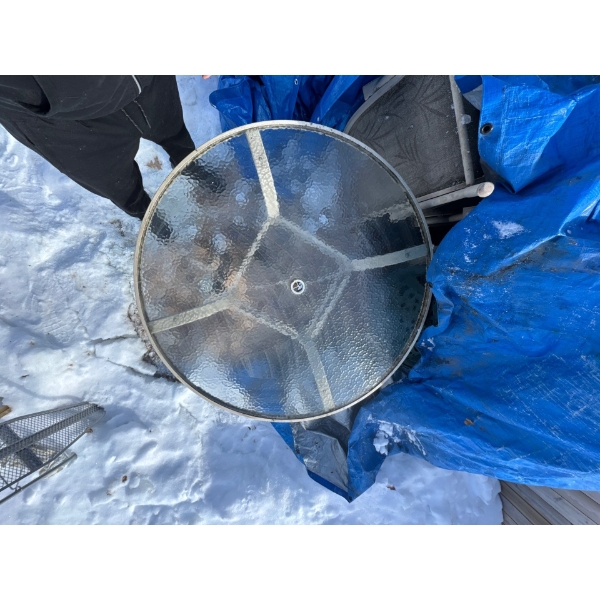 Patio set including tarp.