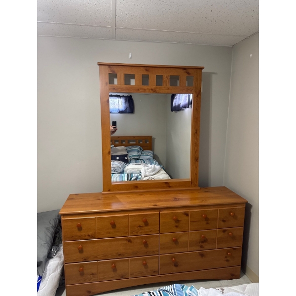  wood dresser and mirror set, 
