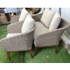 Image 3 : Mid Century Modern Style Outdoor Living Wicker Furniture w/Cushions  Two Seater Sofa & Two Arm Chair