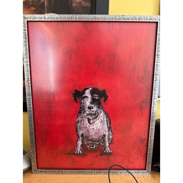  "Small Dog" framed art print by British artist Sam Toft. 20x16