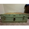 Image 1 : This is an antique green painted wood or metal steamer trunk or blanket chest. 