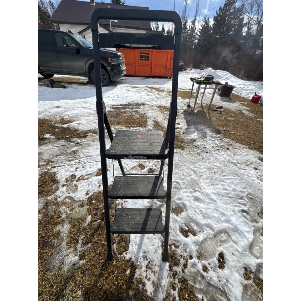 Mastercraft 3-Step Ladder designed for heavy-duty use. 
Features a sturdy metal and plastic construc