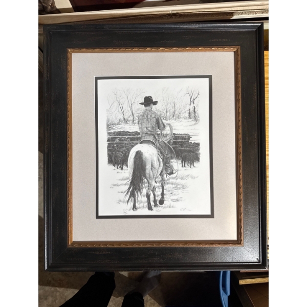  limited edition framed art print titled "A Spring Tradition" by Canadian pencil artist BJ Brown, nu