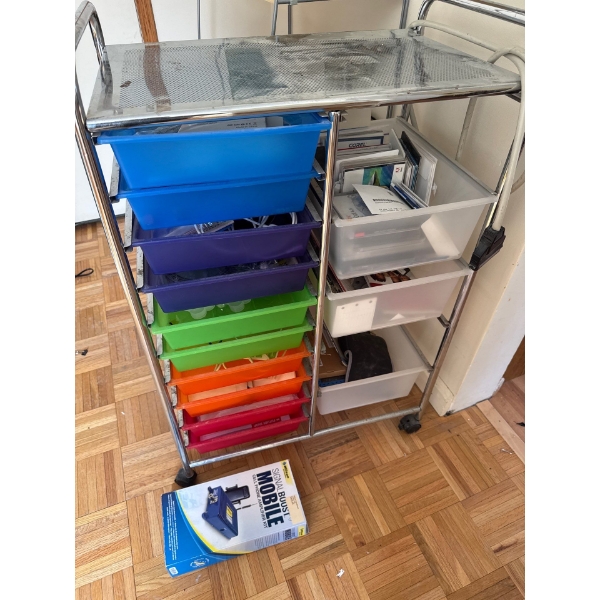 Steel storage rack, all items included.