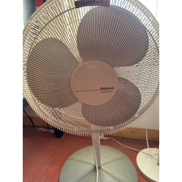 Holmes 16-inch Oscillating Stand Fan. 
Speed Settings: Features 3 speed settings for customized comf