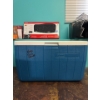 Image 2 : Vintage table and Coleman cooler 59 inches long by 35 1/2 inches wide by 30 inches