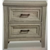 Image 1 : Lara Bedside 2-Drawer Nightstand, 23.6"W x 25.6"H - Antique Grey