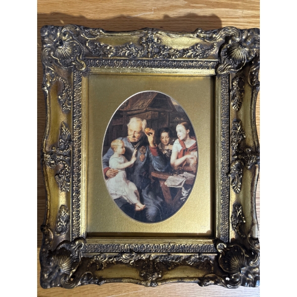 Framed print or ornament featuring the 1827 painting "An Old Invalid with Three Children" by Austria