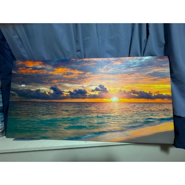 This is a canvas wall art print featuring a seascape sunset, potentially of Grace Bay Beach in Provi