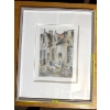 Image 2 :  framed art print or drawing depicting a historical street scene in Bruges, Belgium. SIGNED