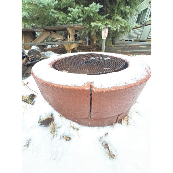 Brick fireplace with lid.