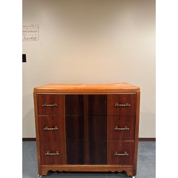  Art Deco waterfall dresser, likely produced in the 1930s or 1940s. 