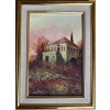 Image 1 :  original oil painting of a traditional Lebanese house, likely titled "Lebanese Traditional House" b