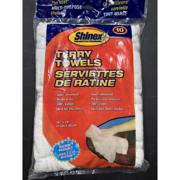 Brand new bag of Terry towels. 10 pack.