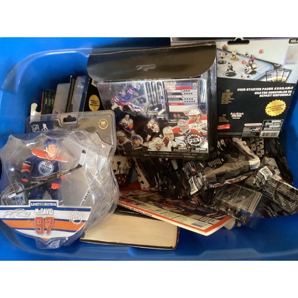  Connor McDavid action figure, limited edition, and a whole bunch of collectibles. Hockey book.