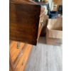 Image 8 : Oak dresser featuring three drawers with brass handles, decorative leaf carving, and attached vertic
