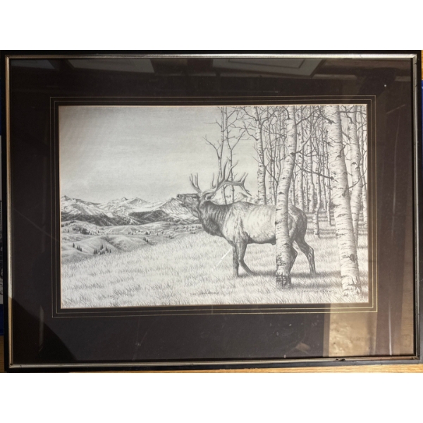  framed artwork is a limited edition wildlife print titled "Rocky Mountain Elk" by Canadian artist B