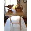 Image 1 : wooden eagle carved, collapsible wooden bowl, and wood serving tray.