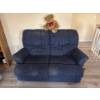 Image 1 : Navy blue patterned love seat recliner, 62in wide and 62in tall and 36in deep