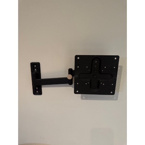  black full-motion articulating television wall mount bracket designed to swivel and tilt for adjust