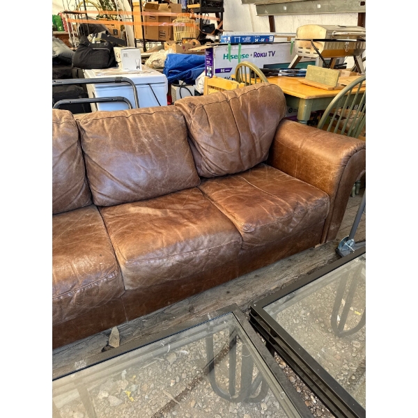 3 SEATER BROWN LEATHER COUCH