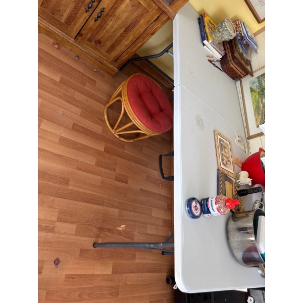 Six foot folding table, just the table. No items included.
