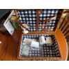 Image 3 : Vintage wicker picnic basket, all contents inside included