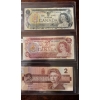 Image 1 : vintage Canadian banknotes. 1973 1$1974 2$1986
 
