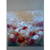 Image 1 : A canvas painting of poppies and white flowers, it is 39in wide and 39in tall