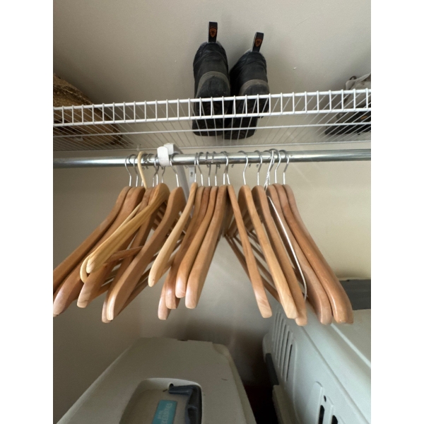 Multiple wooden coat hangers