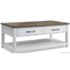 Image 1 : Kort & Co. Logan 47.25" Traditional Coffee Table with Storage and Shelf - White and Walnut Oak