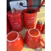 Image 4 : Matching Red kitchen set, mugs, bread box, sugar cannister, coffee cannister, tea cannister, utensil