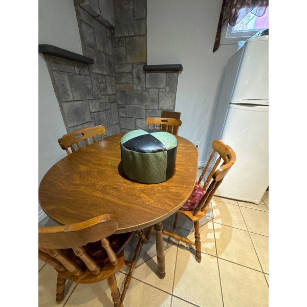  vintage mid-century green and black vinyl ottoman