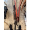 Image 5 : Multiple post hole diggers with wood and metal handles, a pair of long-handled red metal diggers, an
