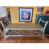 Image 2 : This item is a green-painted vintage Chippendale-style bamboo and rattan side table with a wood boar