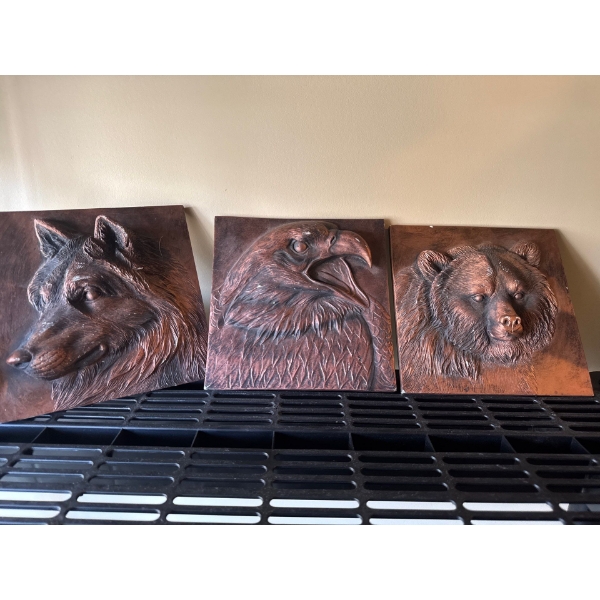 Three beautiful square animal wall art decor, one wolf, one eagle and one bear