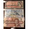 Image 1 :  1954 2 $ bill 1986 5$ bill 1986 2$ bill