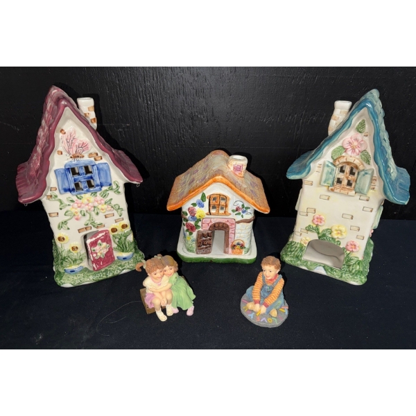 Vintage Tealight Ceramic Collectible Houses & Figurines- Cottage Collectibles