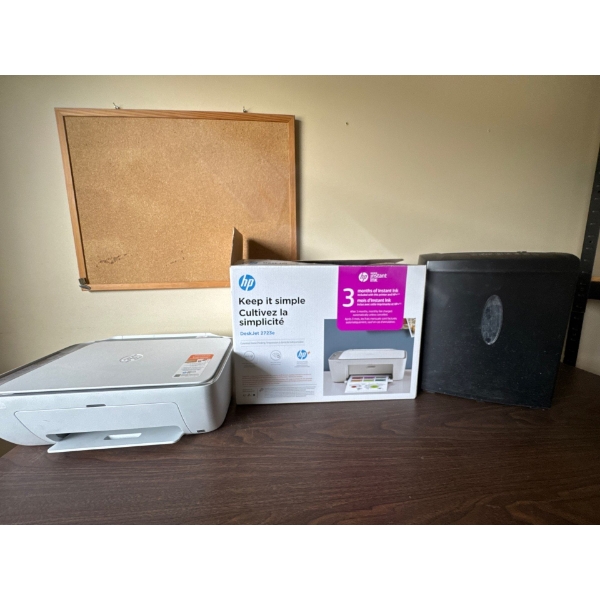 HP printer, instant ink, desk jet 2723e model and staples paper shredder