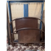 Image 1 : Vintage bed frame featuring both headboard and footboard. The structure consists of wood and metal c