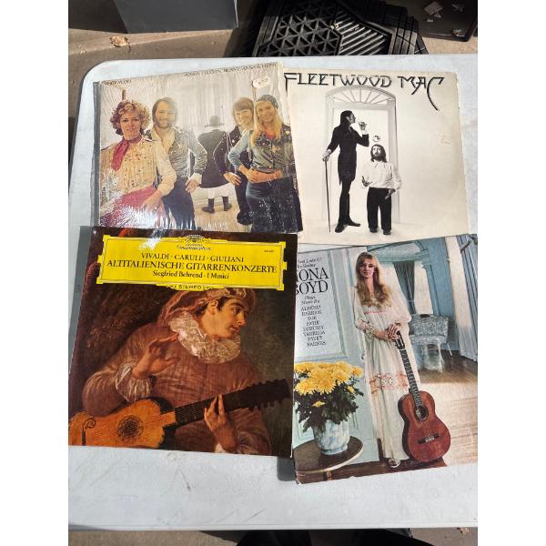 Set of 4 vintage records including Fleetwood Mac and Abba