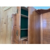 Image 5 :  vintage hardwood china cabinet hutch with a classic two-piece design, featuring scalloped crown mol