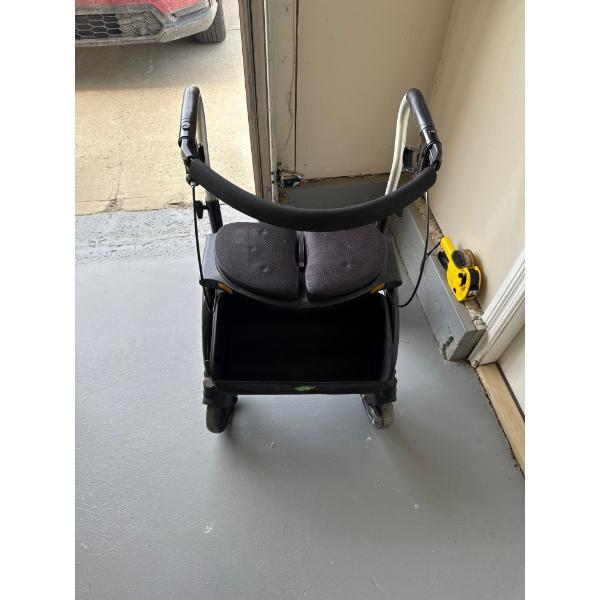 Walker with seat.