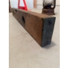 Image 14 : Wooden carpenter's level with brass fittings and inset bubble vial, featuring two viewing windows. T
