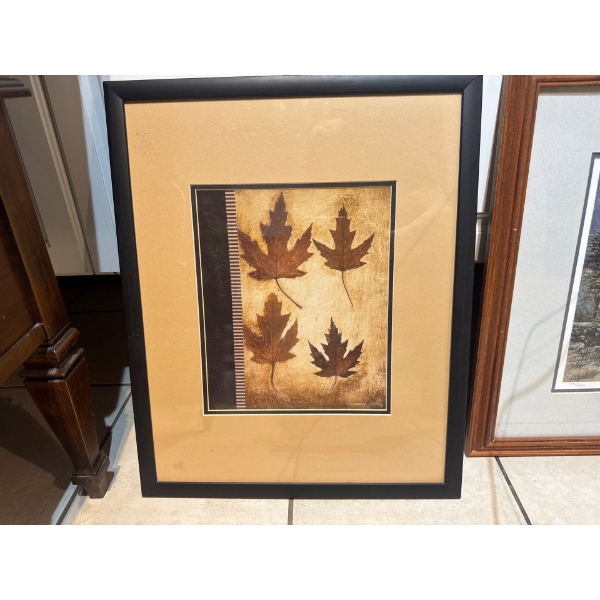  framed wall art piece is titled "Maple Leaves 3" and is a print by Kimberly Poloson. 