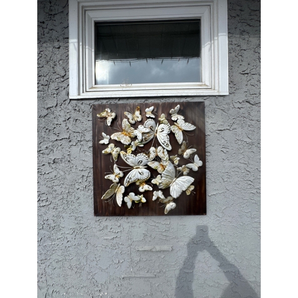  3D butterfly wall art decor piece, often featuring multiple butterflies in various sizes, typically