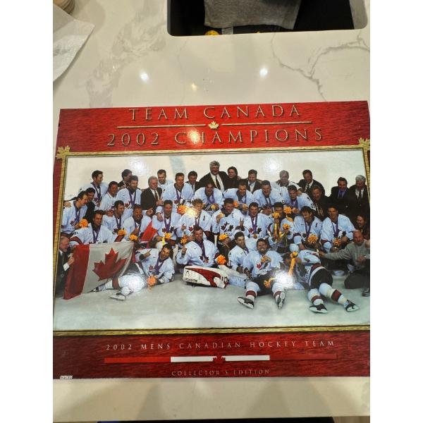 Team Canada 2002 champions. Plaque, 20 and a half by 16 wide.
