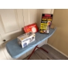 Image 1 : Ironing board with Proctor Silex nonstick iron, Life brand heating pad, and emergency escape ladder 